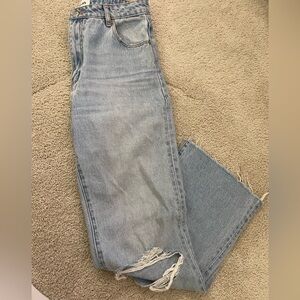 ROLLA'S Light Blue Cropped Jeans with Frayed Hem